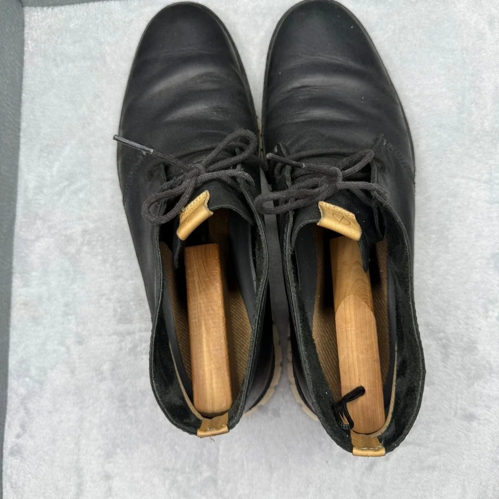 Cole Haan Zerogrand Chukka Boots Mens 10 Black Leather Desert Shoes C23250